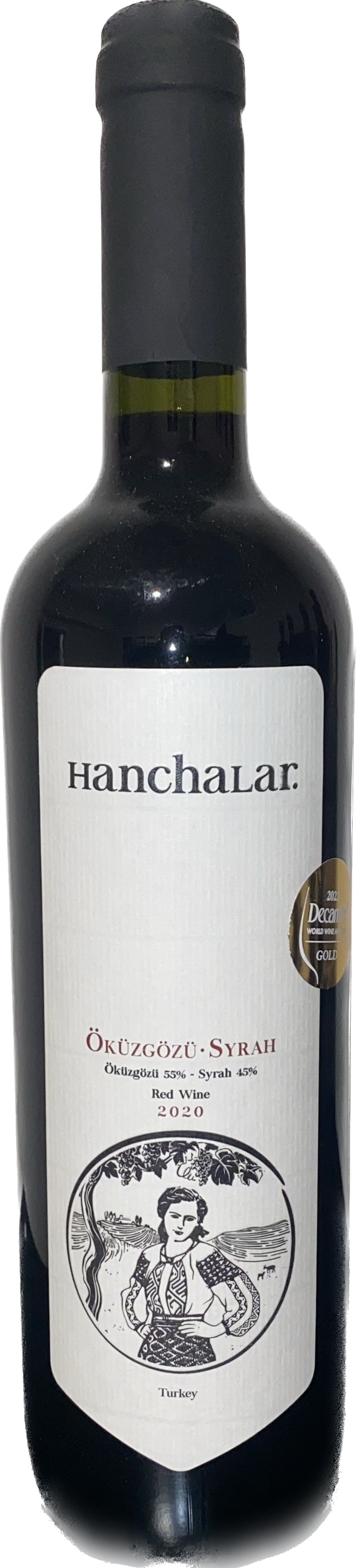 Hanchalar Okuzgozu-Syrah red wine bottle